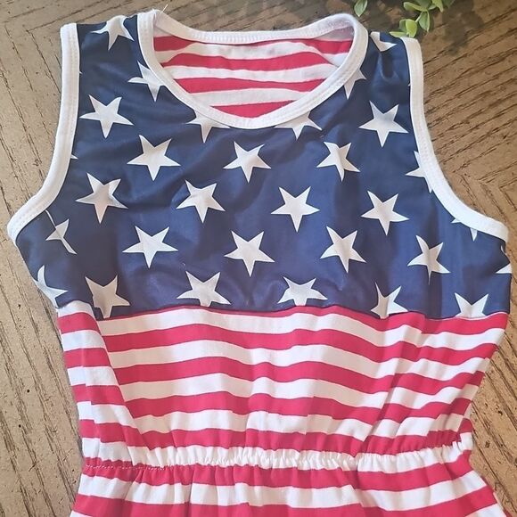 Patriotic Stars and Stripes Romper 3T - Picture 2 of 8